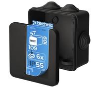 EDO Scatola da Parete IP44 Impermeabile 109x109x57 mm Nera | Resistente ai UV, Senza Alogeni - Scatola di Derivazione con Pressacavi e Coperchio a Scatto Interno/Esterno