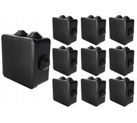 EDO Set 10x Scatola da Parete IP55 Impermeabile 100x100x50 mm Nera - Resistente ai UV, Senza Alogeni - Scatola di Derivazione con Pressacavi e Coperchio a Scatto Interno/Esterno