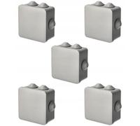EDO Set 5x Scatola da Parete IP55 Impermeabile 100x100x50 mm Grigia - Resistente ai UV, Senza Alogeni - Scatola di Derivazione con Pressacavi e Coperchio a Scatto Interno/Esterno