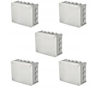 EDO Set 5x Scatola da Parete IP66 Impermeabile 190x150x75 mm Grigia - Resistente ai UV, Senza Alogeni - Scatola di Derivazione con Pressacavi e Coperchio a Vite Interno/Esterno