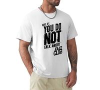 edoni Fight Club Men's T-Shirt First Rule Retro 90S Movie Graphic Printed Sports Tee White XL