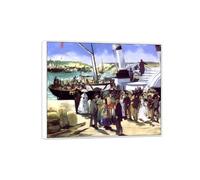 Édouard Manet Famoso Arte Murale Quadro Stampa su Tela-Bianca Cornice Quadri Moderni Soggiorno-Riproduzione(Partenza barca) 50x60cm-19x23in