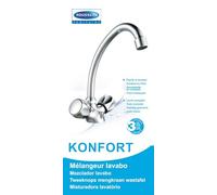 Edouard Rousseau - Miscelatore Lavabo Konfort - Rubinetto in ottone a becco mobile - Maniglie in metallo - 235 (altezza) x 145 (Saillie) mm - Cromato
