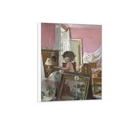 Edouard Vuillard Famosi Quadri su Tela. D'arte Quadro Riproduzione. Donna nella sua stanza. Cornice Bianca Immagini Moderni Murale Soggiorno 100x80cm