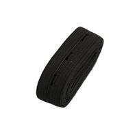 EDPEZHRMD Elastico Estensibile, Fasce Elastiche for Cucire 15/20/25/30mm Nastro in Maglia con Foro for Bottoni Multicolor 1/3 Yard(Black 25mm,1yard)