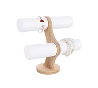 EDPEZHRMD Espositore per bracciali Espositore for Orologi Fai da Te, Organizer a 2 Strati, Porta Gioielli in Legno, Multicolore(Beige)