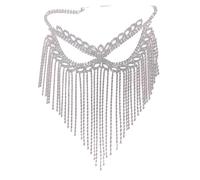 EDPEZHRMD Maschera in rete con nappine di cristallo Maschera for il viso con nappa strass multicolore for le donne, matrimonio, festa di Natale(Silver Plated)