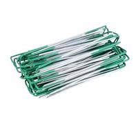 EDPEZHRMD Picchetti da Giardino Graffette da Giardino a Forma di U Verdi con Argento 50 o 100 Pezzi for Rete in Erba Artificiale(Green with Silver-50pcs)