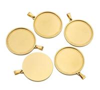 EDPEZHRMD Vassoi Grezzi per ciondoli con Cornice in Acciaio 5 basi for Pendenti Rotonde in Acciaio Inossidabile da 10-40 mm in Dorato for cammeo cabochon(Gold Color,Inner Dia 30mm)