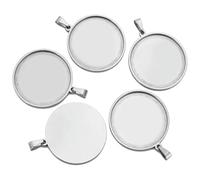 EDPEZHRMD Vassoi Grezzi per ciondoli con Cornice in Acciaio 5 basi for Pendenti Rotonde in Acciaio Inossidabile da 10-40 mm in Dorato for cammeo cabochon(Steel Color,Inner Dia 10mm)