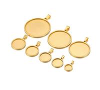 EDPEZHRMD Vassoi Grezzi per ciondoli con Cornice in Acciaio 5 basi vuote for cabochon Rotonde in Acciaio Inossidabile da 10-40 mm, Accessori for Gioielli Fai Te Multicolori(Gold,10mm)