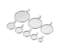 EDPEZHRMD Vassoi Grezzi per ciondoli con Cornice in Acciaio 5 basi vuote for cabochon Rotonde in Acciaio Inossidabile da 10-40 mm, Accessori for Gioielli Fai Te Multicolori(Steel,18mm)