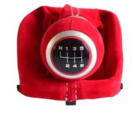 EDPOAQC Compatibile Con A3 S3 2001 2002 2003 Cambio Manuale Per Auto 5-6 Marce Nero Rosso Pelle Scamosciata Completa Pomello Leva Cambio Cuffia Copri Cuffia(6 Speed-Red)