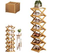 EDQPLL 2026 Nuova scarpiera in bambù a 2-10 livelli, organizer verticale pieghevole, scarpiera in bambù, ripiano for scarpe stretto multifunzionale, for ingresso, armadio(Natural,7 Tier)