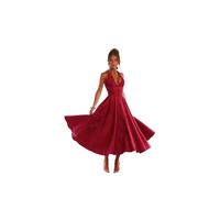 EDQPLL Abito da Cocktail Skater da Donna, Abito da Sera Formale con Scollo all'Americana e Linea ad A del 2025(Red,L)