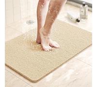 EDQPLL Non-Slip Bathtub Mat, Anti Slip Shower Mats, Fast Drying Bathtub Mats, Cushioned Bath Mat With Drain Holes,Quick Dry PVC, For Tub, Floor, Bathroom, Kitchen, Home, Hotel(Beige,80X120CM)