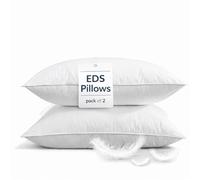 EDS - Cuscino imbottito in piuma d'anatra bianca con imbottitura in 85% piuma, 15% piumino, 100% cotone, qualità premium per dormire, confezione da 2