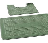 EDS - Set di 2 tappetini da bagno in stile greco, antiscivolo, disponibili in 13 colori 50 x 80 Verde