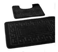 EDS - Set di 2 tappetini da bagno in stile greco, antiscivolo, disponibili in 13 colori Moderno 50 x 80 Nero