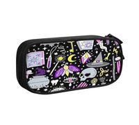 EdsfFehs Astuccio grande capiente con stampa a doppio strato con cerniera, motivo stregoneria magica, stile bohémien, portatile, con scomparti multipli, Nero , Taglia unica, Set di zaini per la scuola