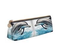 EdsfFehs Astuccio in pelle con stampa delfino che ti guarda, borsa triangolare per cancelleria, semplice e alla moda