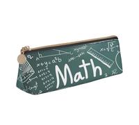 EdsfFehs Astuccio in pelle con stampa di parole e lezioni di matematica con formule, teoria delle forme, borsa portaoggetti per cancelleria triangolare, semplice e alla moda