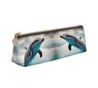 EdsfFehs Astuccio in pelle con stampa divertente delfino che ti guarda, borsa triangolare per cancelleria, semplice e alla moda
