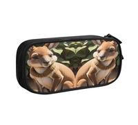 EdsfFehs Astuccio portamatite a doppio strato con cerniera, grande capacità, con stampa di canguro e zoo, multi scomparto portatile, Nero , Taglia unica, Set di zaini per la scuola