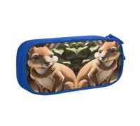 EdsfFehs Astuccio portamatite a doppio strato con cerniera, grande capacità, con stampa di canguro e zoo, multi scomparto portatile, Blu, Taglia unica, Set di zaini per la scuola
