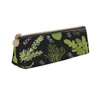 EdsfFehs Basil - Astuccio in pelle con stampa di aneto e rosmarino, borsa triangolare per cancelleria, semplice e alla moda