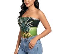 EdsfFehs Be A Pineapple Print - Camicetta da donna senza spalline elasticizzata, senza maniche, morbida, per l'uso quotidiano, Nero , S