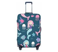 EdsfFehs Bella copertura per bagagli con stampa sirena, alla moda, lavabile, resistente ai graffi, Nero , L