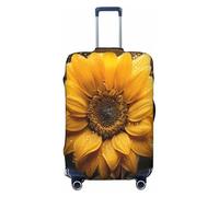 EdsfFehs Bella copertura per valigia con stampa di girasole, lavabile, leggera, alla moda per una facile identificazione, Nero , M