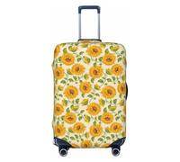 EdsfFehs Bella copertura per valigia con stampa di girasoli gialli, lavabile, leggera, alla moda per una facile identificazione, Nero , L