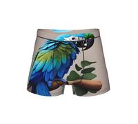 EdsfFehs Boxer da uomo con pappagallo blu che abbraccia 1 stampa, biancheria intima morbida, traspirante, comoda cintura elastica, Nero , 4XL