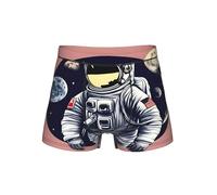 EdsfFehs Boxer da uomo con stampa astronauta sulla luna, biancheria intima morbida, traspirante, comoda cintura elastica, Nero , 3XL