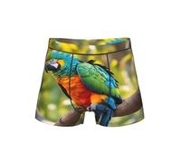 EdsfFehs Boxer da uomo con stampa di piume di pappagallo, biancheria intima morbida, traspirante, comoda cintura elastica, Nero , S