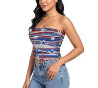 EdsfFehs Camicetta da donna Patriottica con stelle e strisce per il giorno dell'indipendenza, elasticizzata, senza spalline, morbida, senza maniche, per uso quotidiano, Nero , L