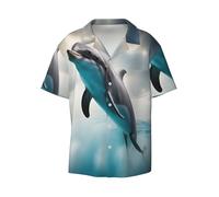 EdsfFehs Camicia da uomo a maniche corte casual con stampa di delfino che guarda te con tasca frontale, leggera e traspirante, Nero , 4XL