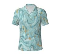 EdsfFehs Camicie da uomo a maniche corte con stampa a motivo marmorizzato azzurrite e foglia oro petrolio, leggere, traspiranti, per spiaggia, vacanze, uso quotidiano, Nero , XL