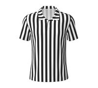 EdsfFehs Camicie da uomo a maniche corte con stampa a righe bianche e nere, leggere e traspiranti, per spiaggia, vacanze, uso quotidiano, Nero , XL