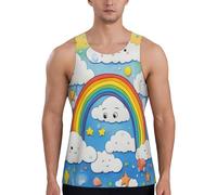 EdsfFehs Canotta da allenamento da uomo con nuvole arcobaleno con stampa a gocce di pioggia, comoda, traspirante, casual, Nero , S