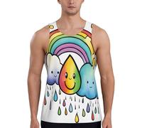 EdsfFehs Canotta da allenamento da uomo con nuvole arcobaleno e gocce di pioggia 1, comoda, traspirante, casual, Nero , XXL