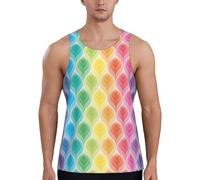 EdsfFehs Canotta da allenamento da uomo con stampa a foglie sfumate di colori arcobaleno, comoda, traspirante, casual, Nero , L