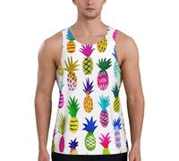 EdsfFehs Canotta da allenamento da uomo con stampa ananas arcobaleno, comoda, traspirante, casual, Nero , XL