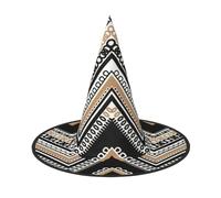 EdsfFehs Cappello di Halloween con stampa a zigzag bianco e nero,Copricapo mago a tesa larga divertente appuntita,Forniture per festival pieghevoli