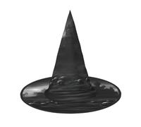 EdsfFehs Cappello di Halloween con stampa di teschi in bianco e nero, divertente copricapo mago a tesa larga, forniture per festival pieghevoli