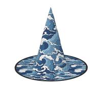 EdsfFehs Cappello di Halloween con stampa marina tempestosa,Copricapo mago a tesa larga divertente a punta,Forniture pieghevoli per festival