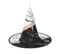 EdsfFehs Cappello di Halloween con stampa marmo bianco nero,Copricapo mago a tesa larga divertente appuntita,Forniture pieghevoli per festival