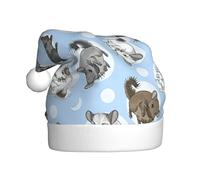 EdsfFehs Cappello di Natale blu con stampa di cincillà e luna,Copricapo per le vacanze per Capodanno, festa di Natale, decorazioni cosplay